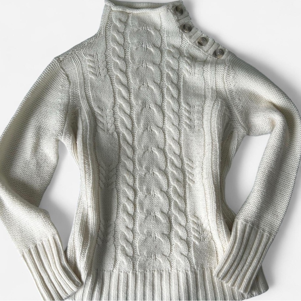 St. John's Bay Cream Cowl Neck Cable Knit Sweater